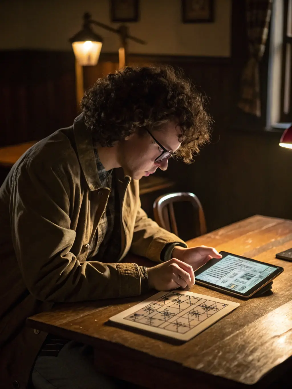 A person engaged in a focused memory exercise, such as solving a puzzle or playing a brain-training game, illustrating the cognitive benefits of anti-aging practices.