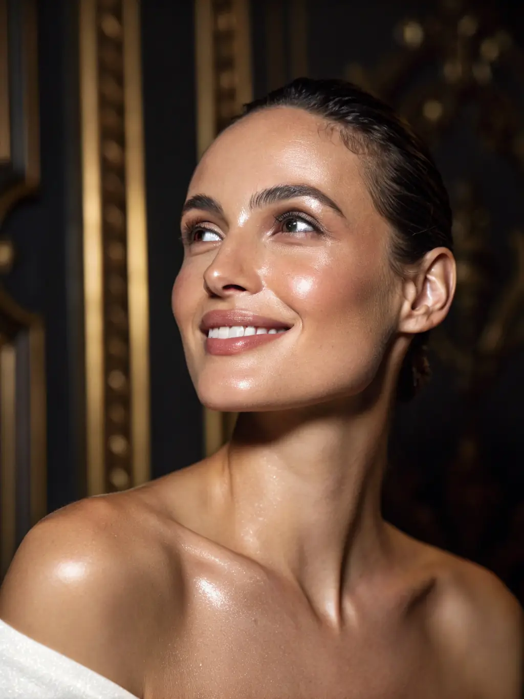 A close-up shot of a person's face with glowing, healthy skin, emphasizing the vitality and youthfulness that can be achieved through proper skincare and nutrition, as discussed in the Cogstella blog's anti-aging section.